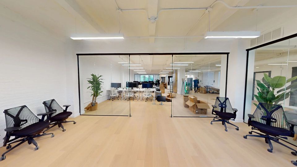 Glass fronted meeting room